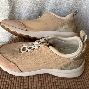 Coach Neutral Tan Slip-On Signature Sneakers